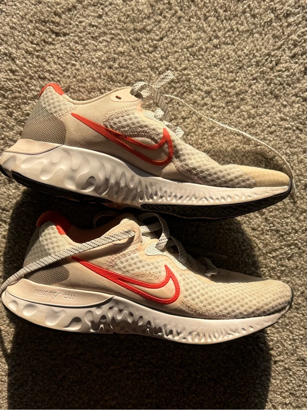 Nike Women's Cream Athletic Sneakers with Coral Accents